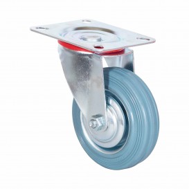 Колесо промышленное с площадкой, поворотное, серая резина, роликоподш. 100 мм (SС 42F)