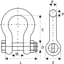 Скоба омегообразная 0,75 т, G2130, с гайкой и шплинтом размер 5/16
