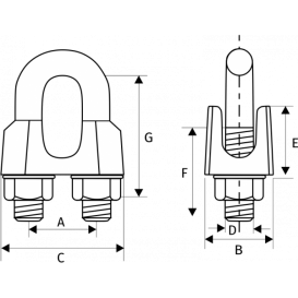 Зажим канатный DIN 1142, D = 30 мм