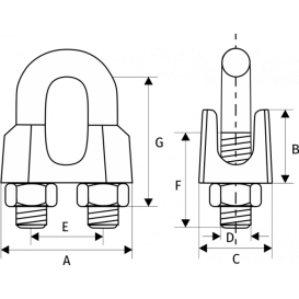 Зажим для троса DIN 741, D = 34 мм